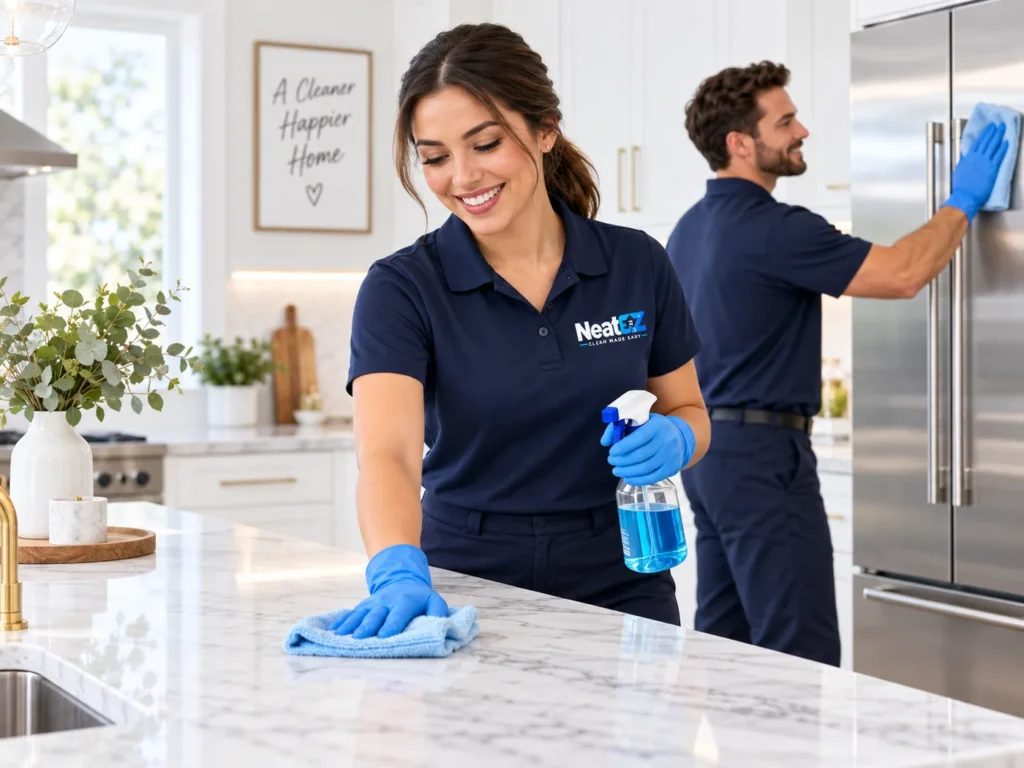 Neatez cleaning professionals working in a modern kitchen in Ottawa